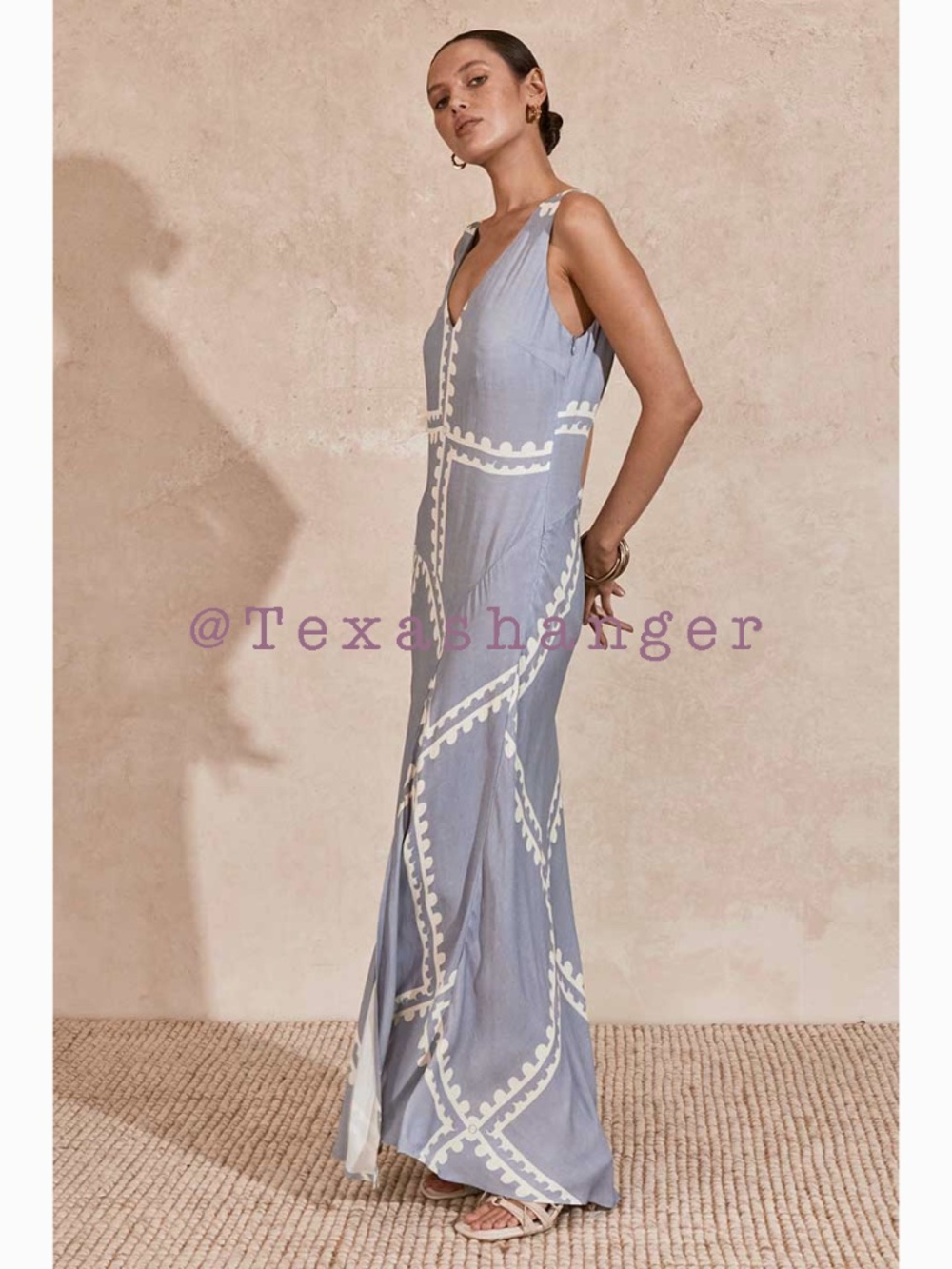 Mon Renn NWT Serape Midi Dress Medium / 10 Blue Postcards - Picture 7 of 13